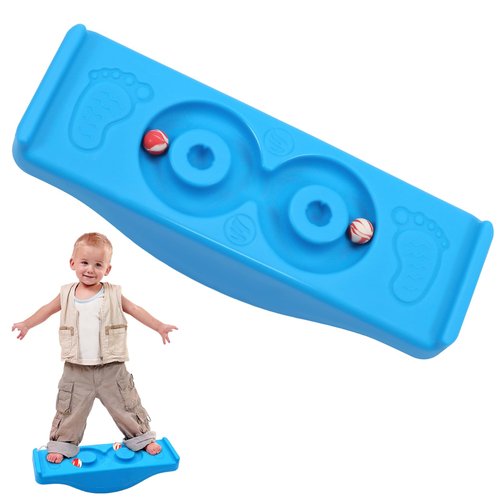 Seenelling Maze Balance Board for Kids 22.83" Wobbling Rocker Balance Board with 2 Mini Balls and 3 Anti-slip Strips PE Curvy Sensory Training Equipment Toy for Toddler Children Adults Boys Girls