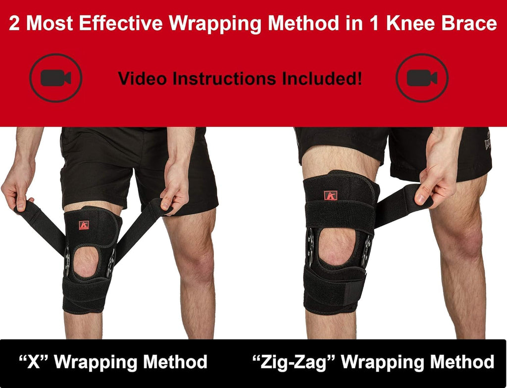 Hinged Knee Brace Support with Strap & Side Patella Stabilizers for Protection & Pain Relief for Arthritis, Meniscus Tear, ACL, MCL - Sports Compression Wrap for Running & Recovery - Men & Women