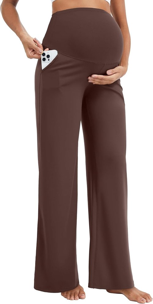 MathCat Maternity Pants - Over The Belly Wide Leg Yoga Trousers for Comfortable Pregnancy | Soft Stretchy Fabric