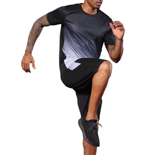 BUYJYA 3 Pack Men's Gym Shorts Shirt Set Workout Athletic Basketball Running Football Elastic Waist with Pocket Gifts