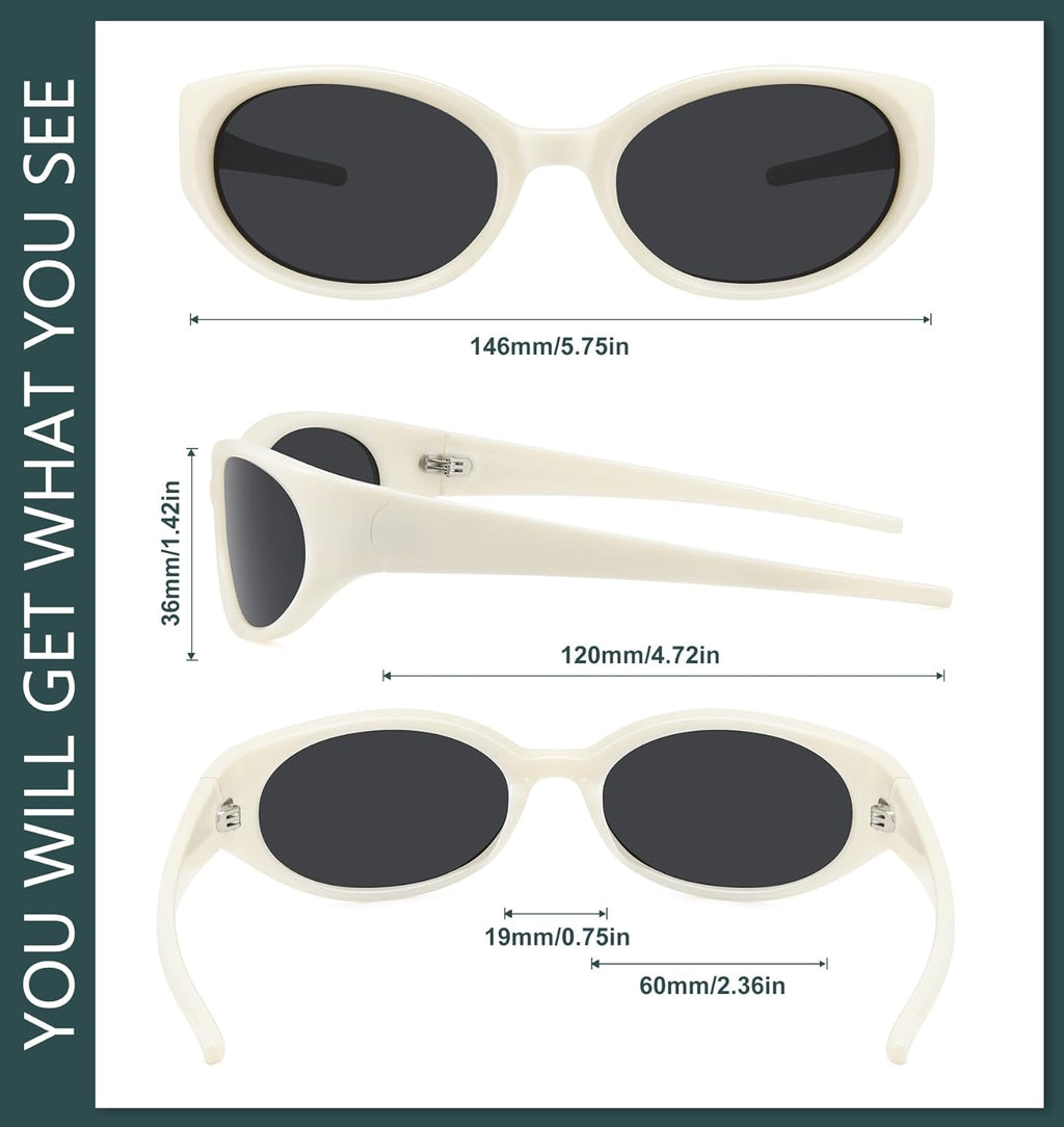WOWSUN Retro Y2K Wrap Around Sunglasses - Trendy Polarized Shades with UV Protection for Women