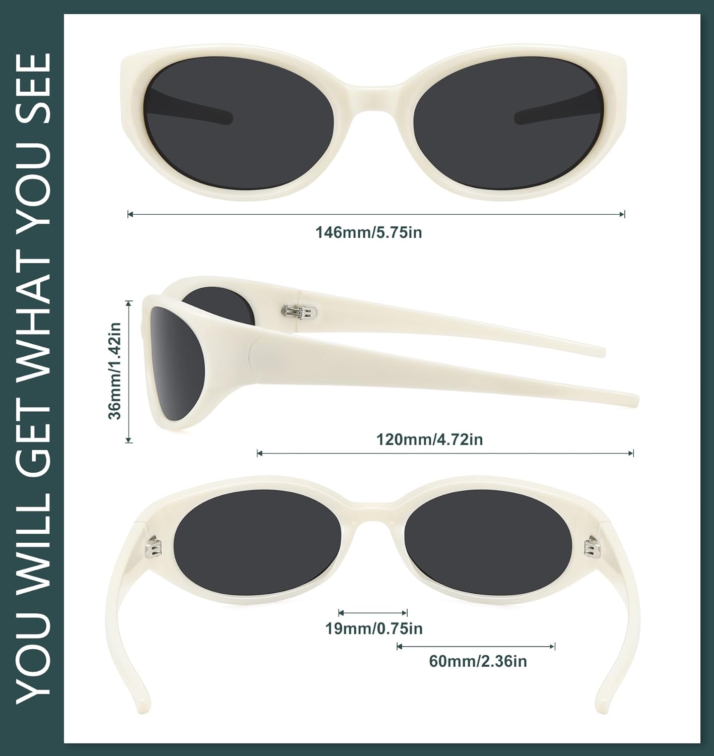 WOWSUN Retro Y2K Wrap Around Sunglasses - Trendy Polarized Shades with UV Protection for Women