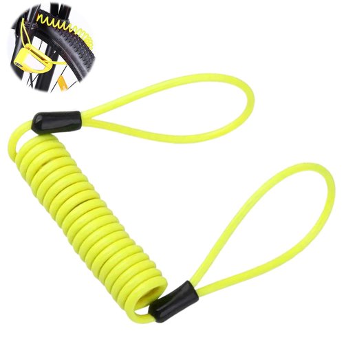 1PCS Motorcycle Disc Lock Reminder Cable Yellow Disc Lock Reminder Cable for Motorcycle Alarm Discs Brake Locks Warning Cables Anti Heft Security Spring Coil Cables