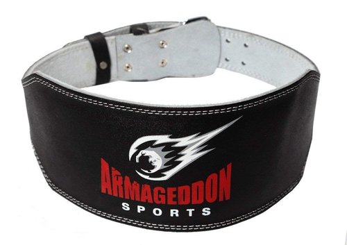 Weight Lifting Belt - 6 Inch Genuine Leather Padded Gym Belt - Supports and reduces stress - Ensures comfort and protection - Premium Quality by Armageddon Sports (XL)
