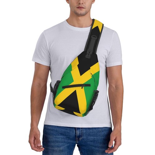 WENNGNGT Jamaica Flag Sling Bag For Women Men Jamaican Patriotic Crossbody Backpack Chest Daypack Adjustable Shoulder Bag For Hiking Travel