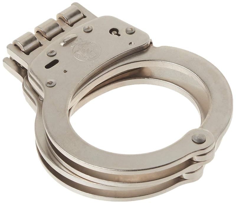 Hinged Handcuffs, Nickel Finish – Double Lock, Two Keys, Carbon Steel