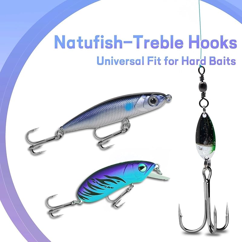 Treble Hooks 25Pcs Replacement Saltwater Fishing Hooks Natufish 3x Barbed 4X Strong