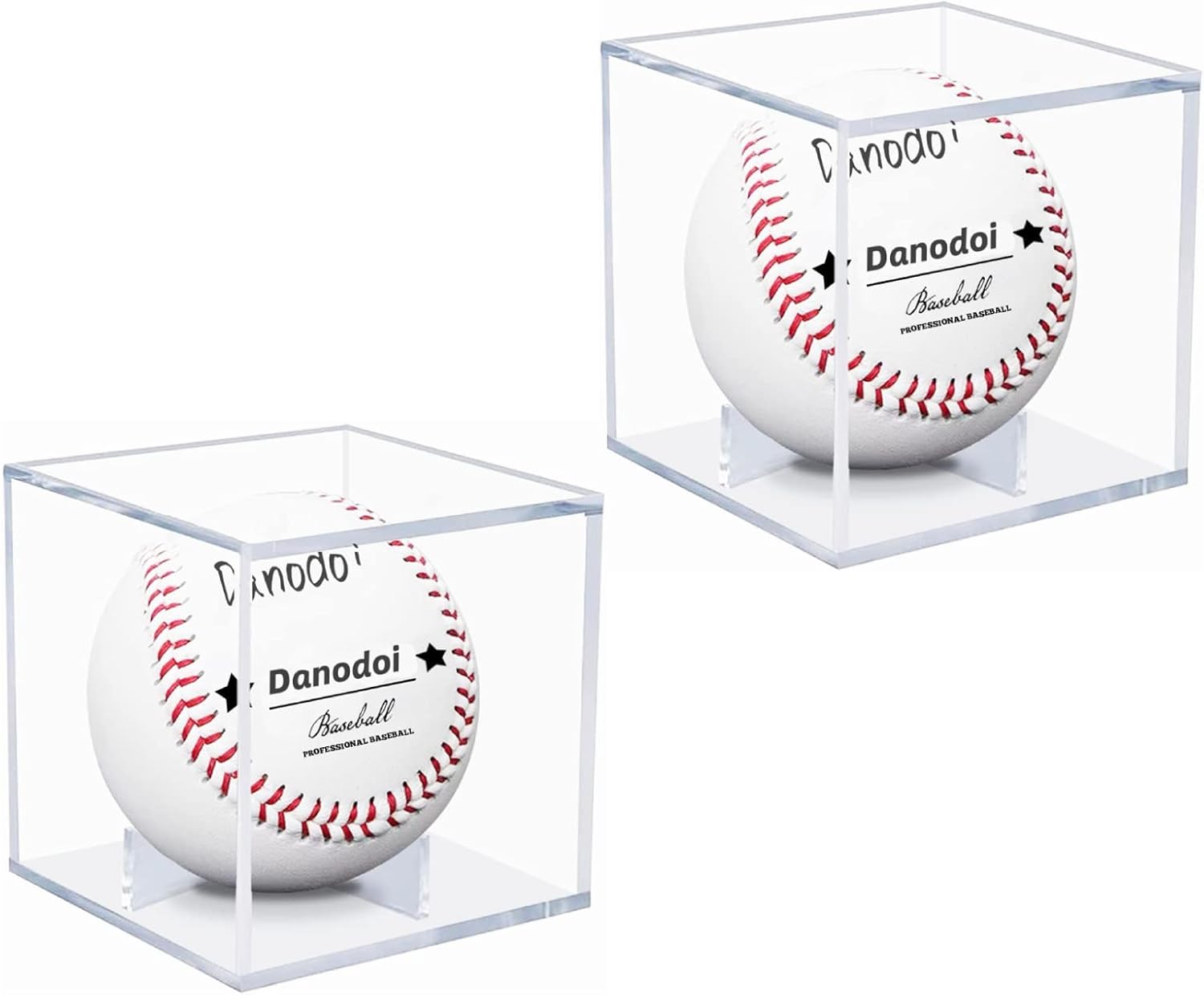 Skiennix Baseball Display Case - UV Protected Acrylic Holder for Official Size Baseballs | 2 Pack