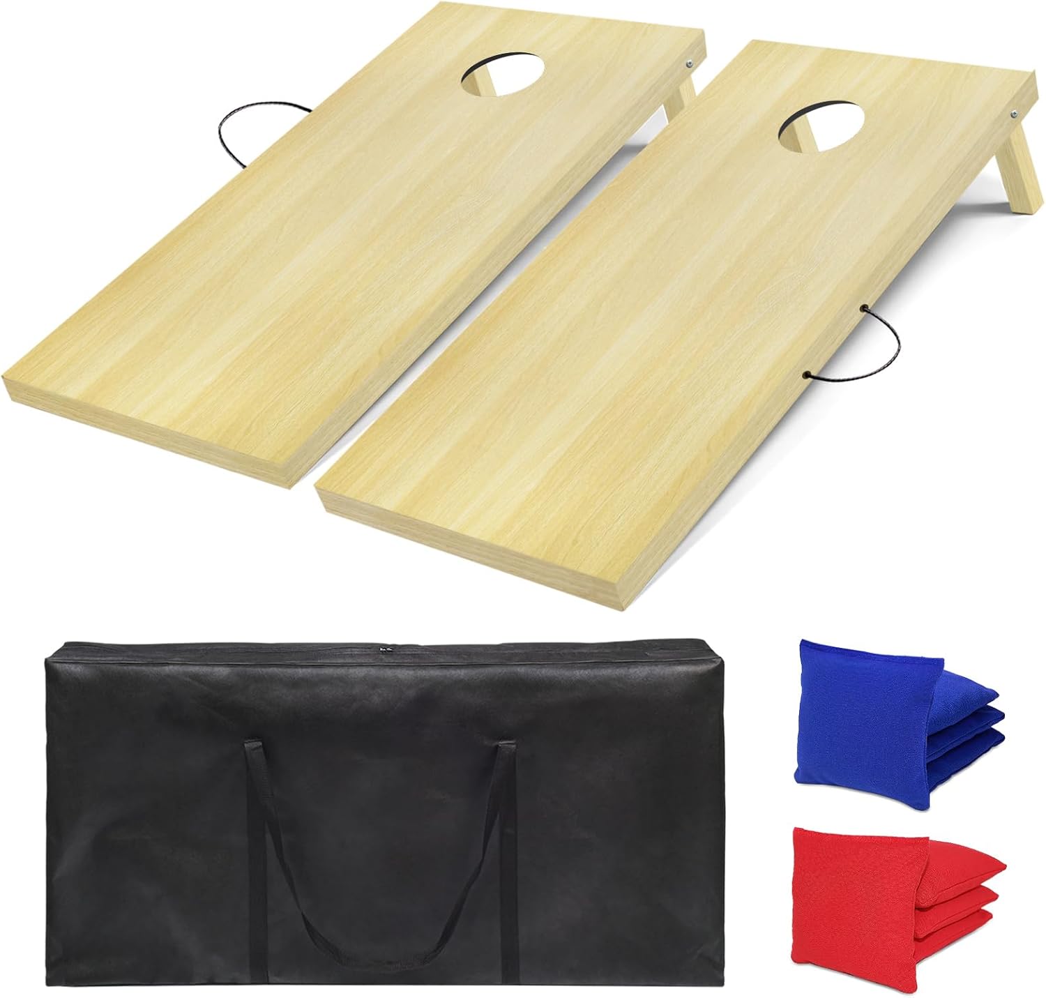 Regulation Cornhole Board Set - 4 Ft x 2 Ft Game with 8 Toss Bags & Carrying Case
