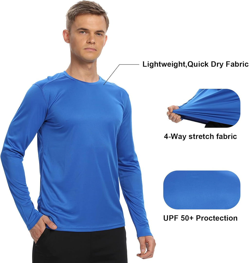Skiennix Men's Long Sleeve T-Shirts - UPF 50+ Sun Protection, Quick-Dry Workout Apparel | 1 Pack/6 Pack