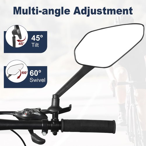 Zacro 2 Pack Bike Mirror, 2025 Upgraded Bike Mirror Handlebar Mount, 360°Adjustable Bicycle Rear View Mirror, Scratch Resistant Glass Lens, Fit for Mountain Bikes, City Road Bikes, E-bikes, Scooter