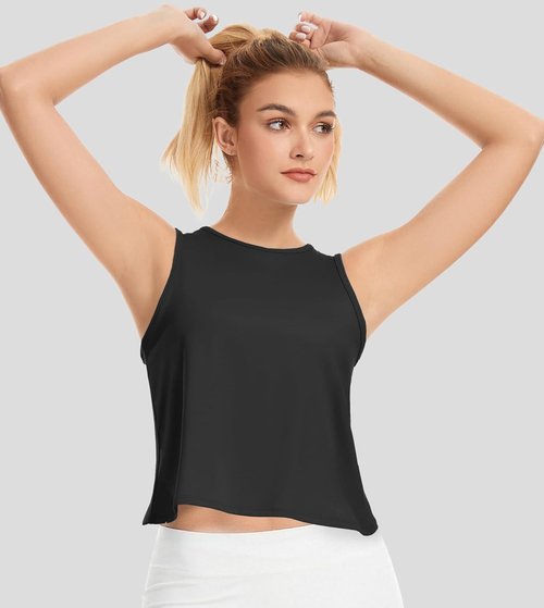 Liuetssroy Workout Tank Tops - Cropped Open Back Sleeveless Athletic Gym & Yoga Top for Women