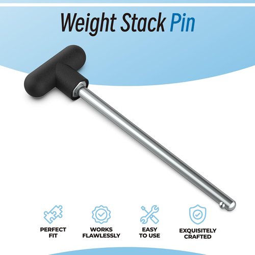 Sconva Weight Stack Pin Replacement, Pin Tensile 3/8" Diameter 5-1/2" Locking Space Universal Workout Equipment Weight Stack Selector Pin for Home Gym Exercise Machine Parts & Accessories (Pack of 2)