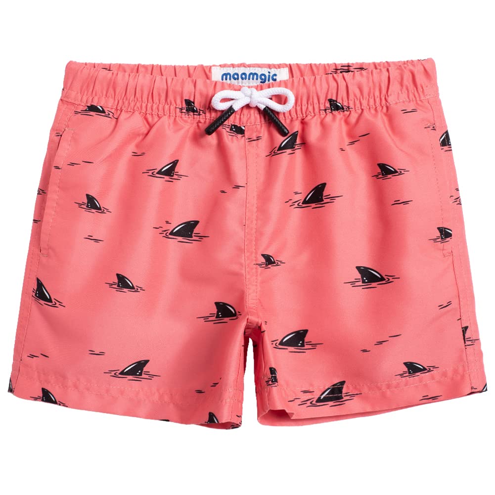 maamgic Boys Swim Trunks Toddler Swim Shorts Little Boys Bathing Suit Swimsuit Toddler Boy Swimwear,Pink Black Whale,10 T