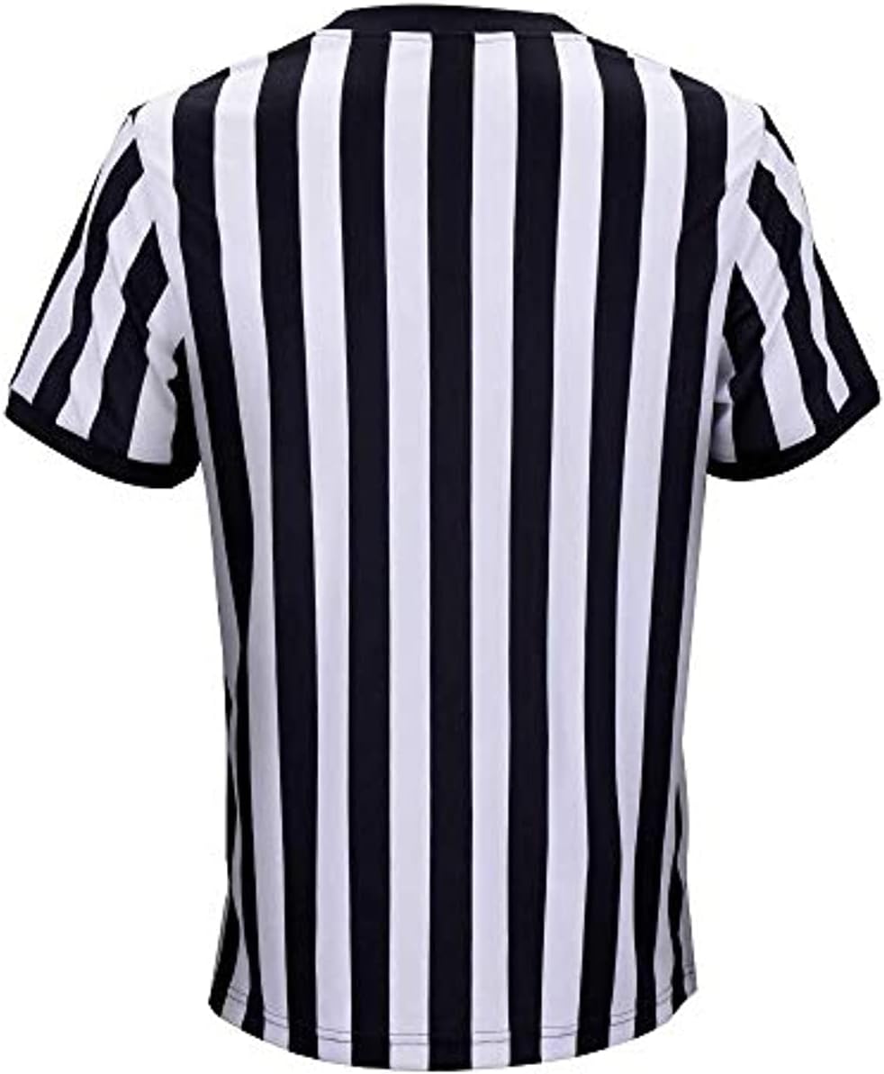 Skiennix Men’s Referee Shirt - Official Black Stripe Umpire Jersey | Pro-Style V-Neck Uniform for Basketball & Football