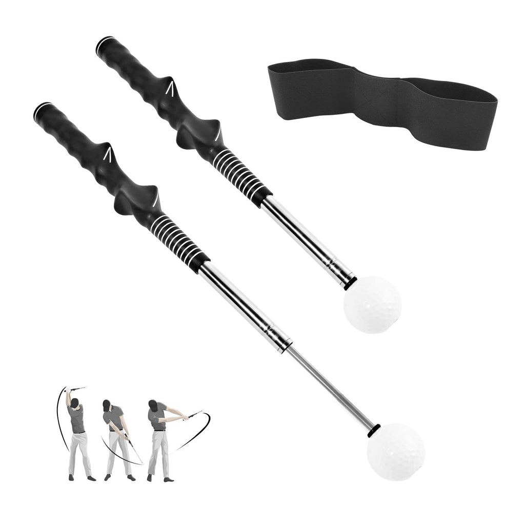 Retractable Golf Swing Training Aid, Golf Grip Trainer & Golf Swing Trainer for Warm-up, Right-Handed Golf Club for Indoor Practice, Golf Accessories - Strength & Tempo Training for Chipping Hitting