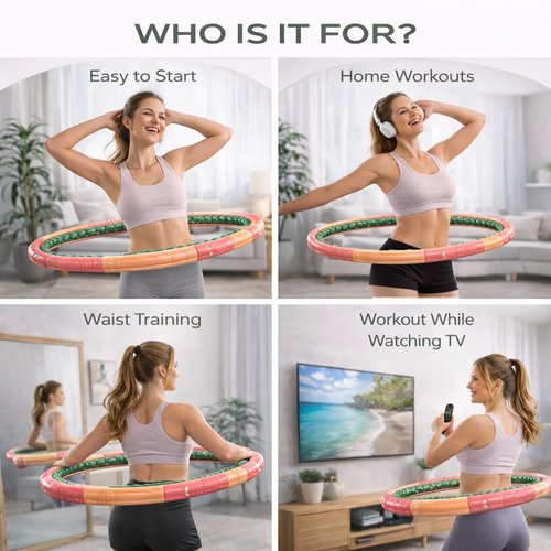 Health Hoop 3.1kg (6.8lb) Weighted Fitness Hoop for Adults, Full Size 42.5" Large Diameter - Deep Massage Cushion Balls, Core Workout, Waist Training, Made in Korea (Elite-31kg(6.8lb))