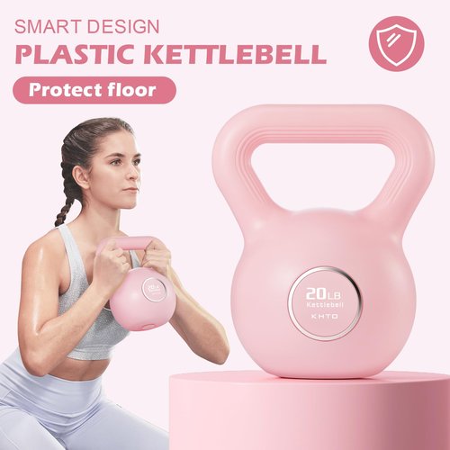 KHTO Kettlebells Fitness Exercise-Pink Strength Training Kettlebell Sets,Dumbbell Weights for Home Gym Equipment(20LB)