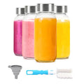 8 oz Glass Bottles with Stainless Steel Lids 4 Pack - Clear BPA-Free Reusable Juice Bottles (Variation: 8oz Clear Glass 4 Pack)