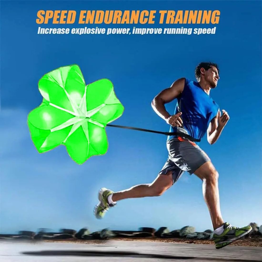 Running Speed Chute Resistance Parachute 56 inch Powerchute Umbrella Training Sprint Power Soccer Trainer for Runner, Football, Soccer Drilling