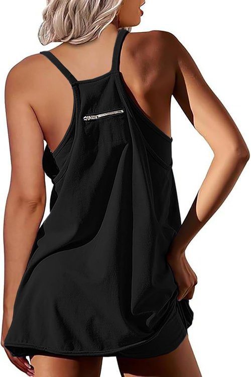 Ebifin Women's Mini Tennis Dress - Casual Sleeveless Workout Dress with Built-In Shorts | Summer Style