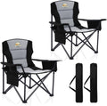 Skiennix Oversized Camping Chairs 2 Pack - Heavy Duty 450lbs Support | Portable Folding Chairs with Carry Bag, Cooler & Cup Holder - Black