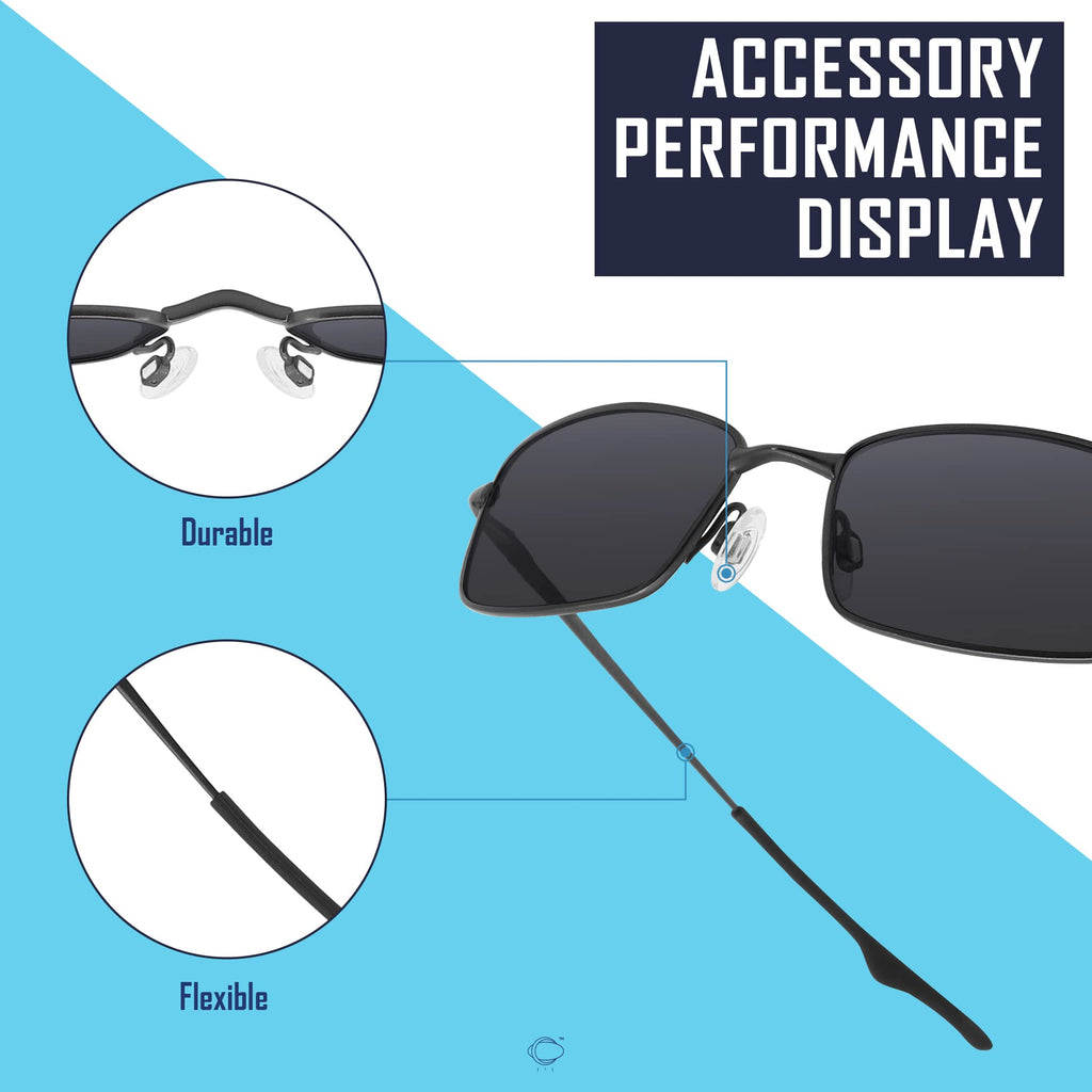 SAUCER Replacement Rubber Earsocks Temple Sleeve for Oakley Keel | Keel Blade | Wingback | Wingback SQ OX3122 OX3125 OX5089 OX5148 Sunglasses - Black + Black