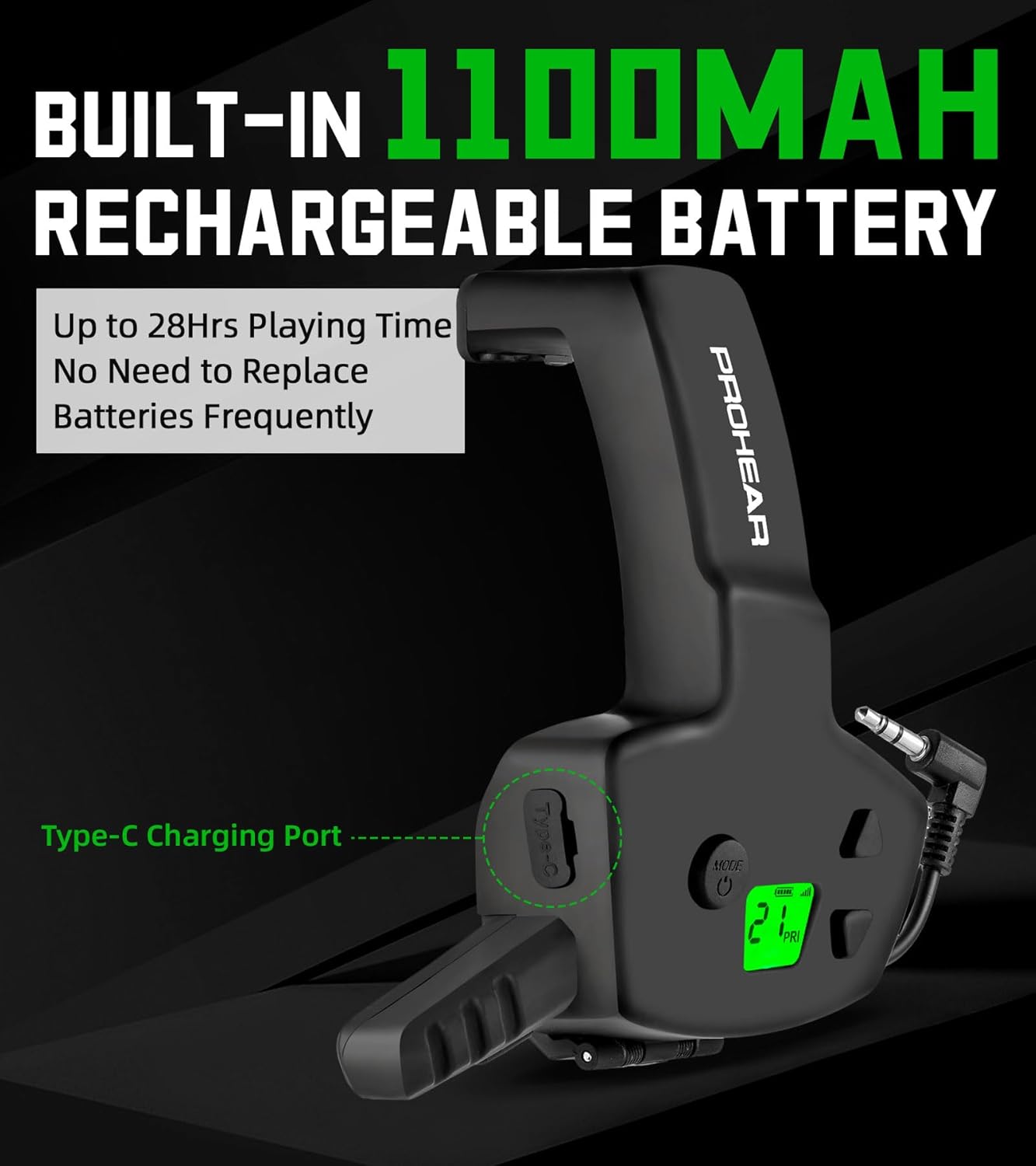 PROHEAR 066 Electronic Ear Protection - Built-In RH08 Walkie Talkie for Clear Communication