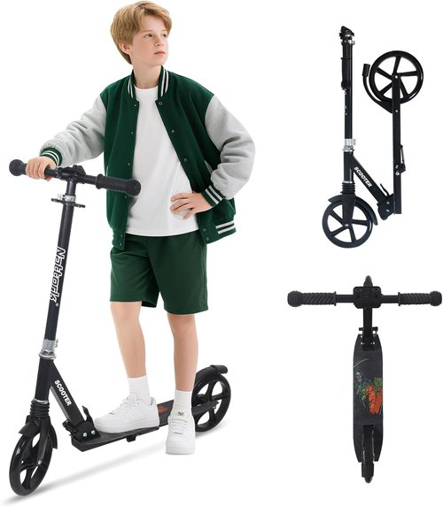 Nattork Kick Scooter for Kids & Teens | 220LB Weight Capacity, Adjustable Handlebar & Front Shock Absorber - Smooth 8" Wheels for Outdoor Fun