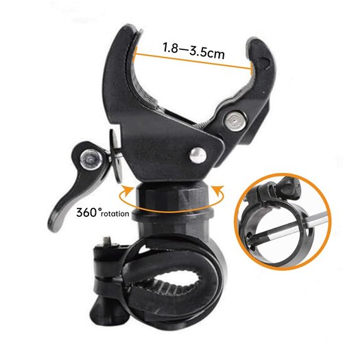 Flashlight Mount Holder for Bike Handlebar/Stroller, Bike Flashlight Holder 360º Rotation Plastic,Bicycle Front Torch Mount