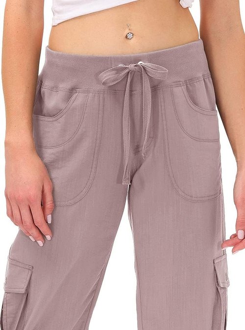 MoFiz Women's Capris - Lightweight Casual Cargo Pants with Pockets | Comfortable Loose Fit for Hiking