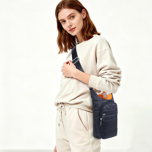 Water Bottle Holder with Strap Water Bottle Carrier Bag Quilted Puffer Sling Purse Crossbody Hydro Bag for Women Walking