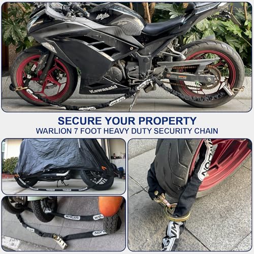 Heavy Duty Motorcycle Security Chain 7ft x 3/8in Black Anti-Theft Lock