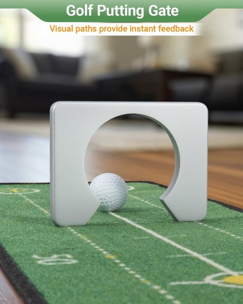 ZELTRI Golf Putting Game Set with Three-Track, Anti-Slip Backing Golf Putting Green Include 1 Club, 2 Balls, 1 Gate, 1 Portable Storage Box for Indoor/Outdoor