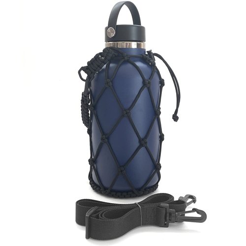 Gearproz HydroNet Carry Bag with Handle and Shoulder Strap for Hydro Flask, Takeya and Universal Water Bottles, Compatible with Wide Mouth Bottles (64 oz, Black)
