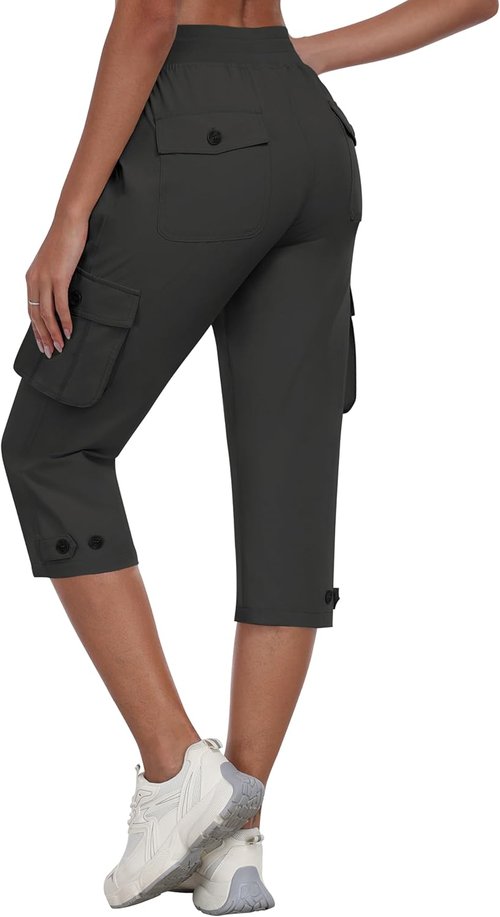MoFiz Women's Cargo Capris - Lightweight Quick-Dry Travel & Hiking Pants with Pockets