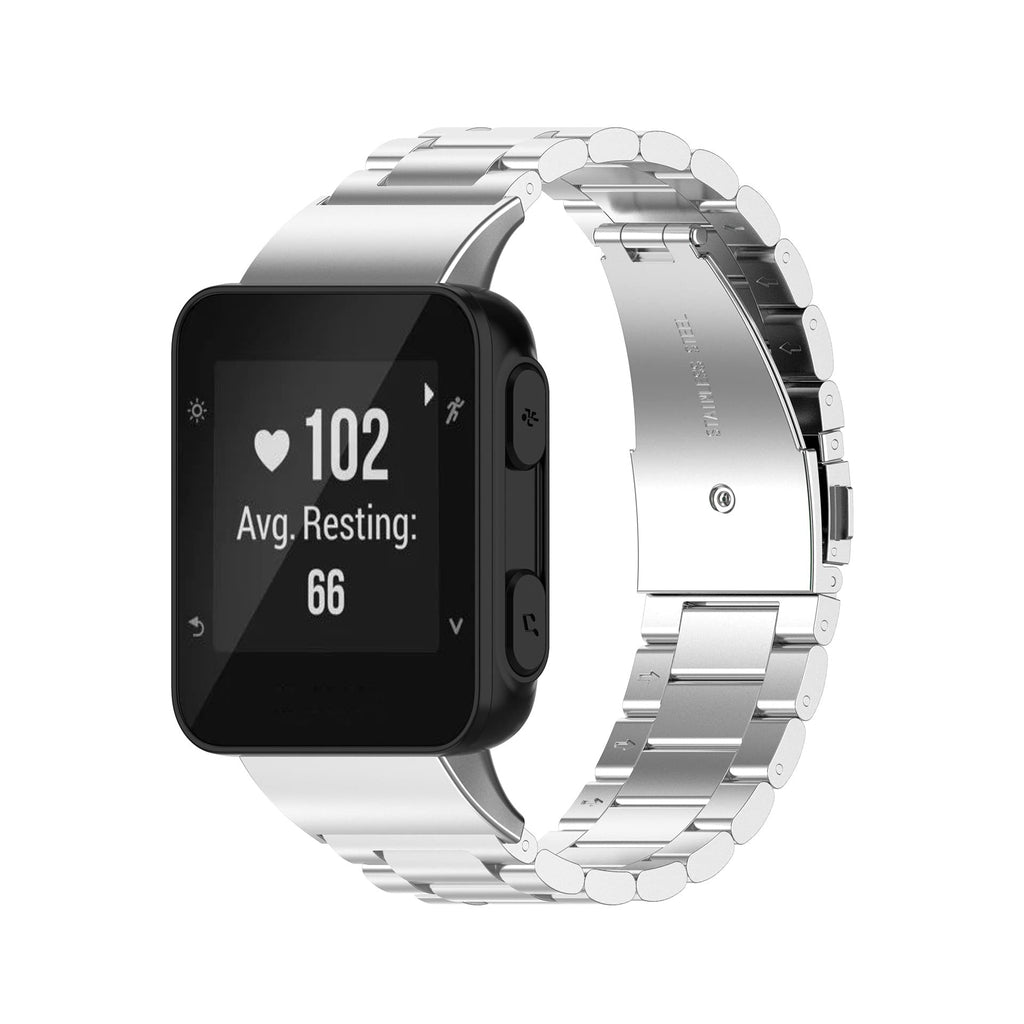 Stainless Steel Metal Replacement Strap for Garmin Approach S10 / Forerunner 35 / Forerunner 30 Bracelet Stainless Steel Quick Release Metal Chain Watch Bands Silver