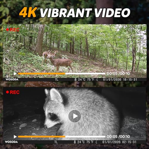 Trail Camera 48MP 4K No-Glow Night Vision Waterproof with Black Camo