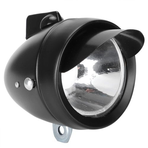 Vintage Bike Headlight, LED Light for Night Riding, Retro, Sturdy and, Front Safety Lamp with Optimal Light Output, 160° Visual Angle (Black)