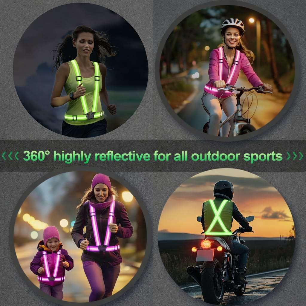 Skiennix Reflective Running Vest - High Visibility Adjustable Safety Gear for Night Jogging | 2 Pack