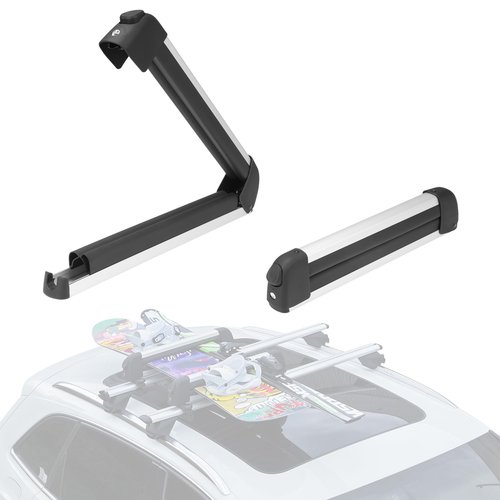 Gearantics 16.3 Inch Ski and Snowboard Rack for Car Roof, with TPV Rubber Padding and Lock, Fit 2 Pairs of Skis or 2 Snowboards, Mounting System Fits for Square/Round/Aero/Oval Cross Bars, Silver