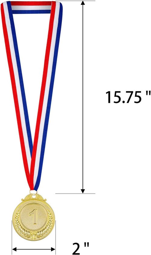Award Medals | 1st, 2nd, 3rd Place Gold, Silver, Bronze - Metal Style with Neck Ribbon, 2 Inches