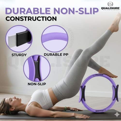 Qualisure Pilates Kit for Home Workouts with 13" Magic Circle Pilates Ring and 5 Resistance Bands Pilates Essentials Kit for Women At Home Pilates Kit Pilates Starter Kit for Women Full Body Shaper
