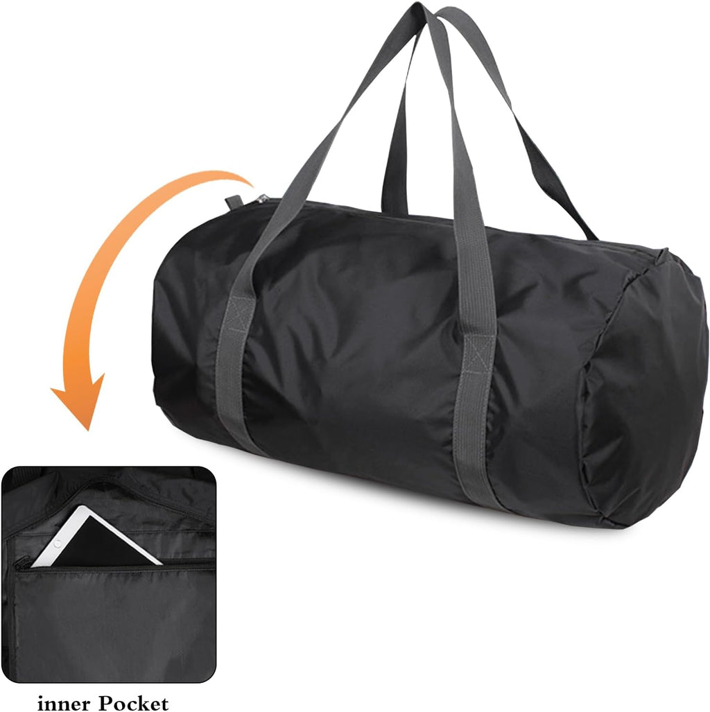 Skiennix Travel Bag - Foldable Portable Lightweight Gym Duffel for Fitness & Short Trips | Black, Medium