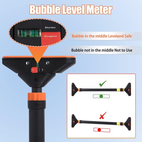 Pull Up Bar for Doorways, Chin Up Bar With Level Meter and Adjustable Width(29"-44") Max Load 440 LBS,No Screws and Tools Included, Orange