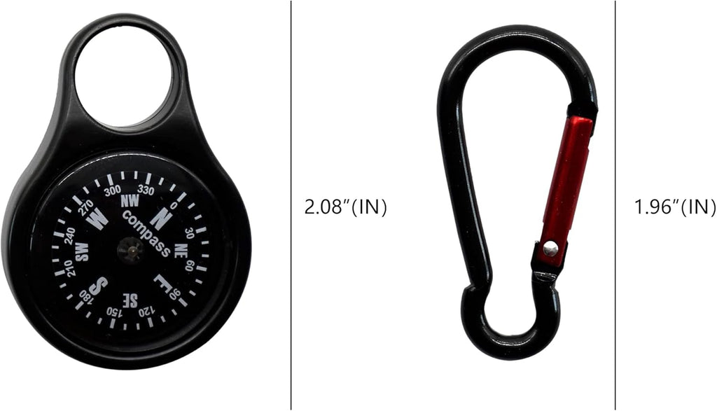 Sanung C-50 Mini Survival Compass - 2-Piece Zinc Alloy Clip-On Keychain Holder for Outdoor Adventures