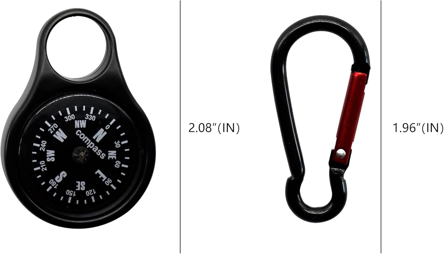 Sanung C-50 Mini Survival Compass - 2-Piece Zinc Alloy Clip-On Keychain Holder for Outdoor Adventures