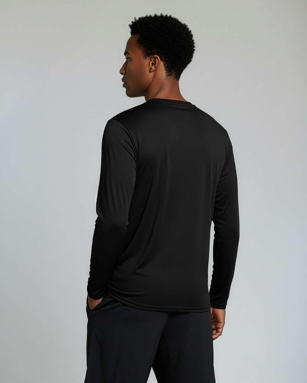 Real Essentials Men's Long Sleeve Dry Fit T-Shirts - UPF 50 Sun Protection for Hiking & Gym | 4 Pack