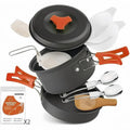 1.5L 12-Piece Camping Cookware Set Nonstick Pot Pan Mess Kit for Backpacking