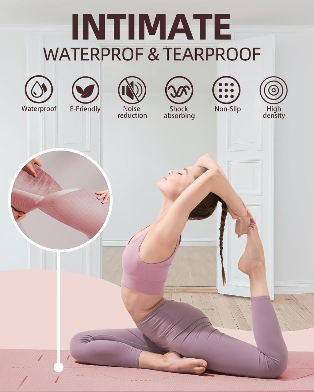 YOTTOY Yoga Mat - Extra Wide 72"x32"x1/3" Non-Slip Eco-Friendly TPE for Home Workouts | Includes Strap Bag